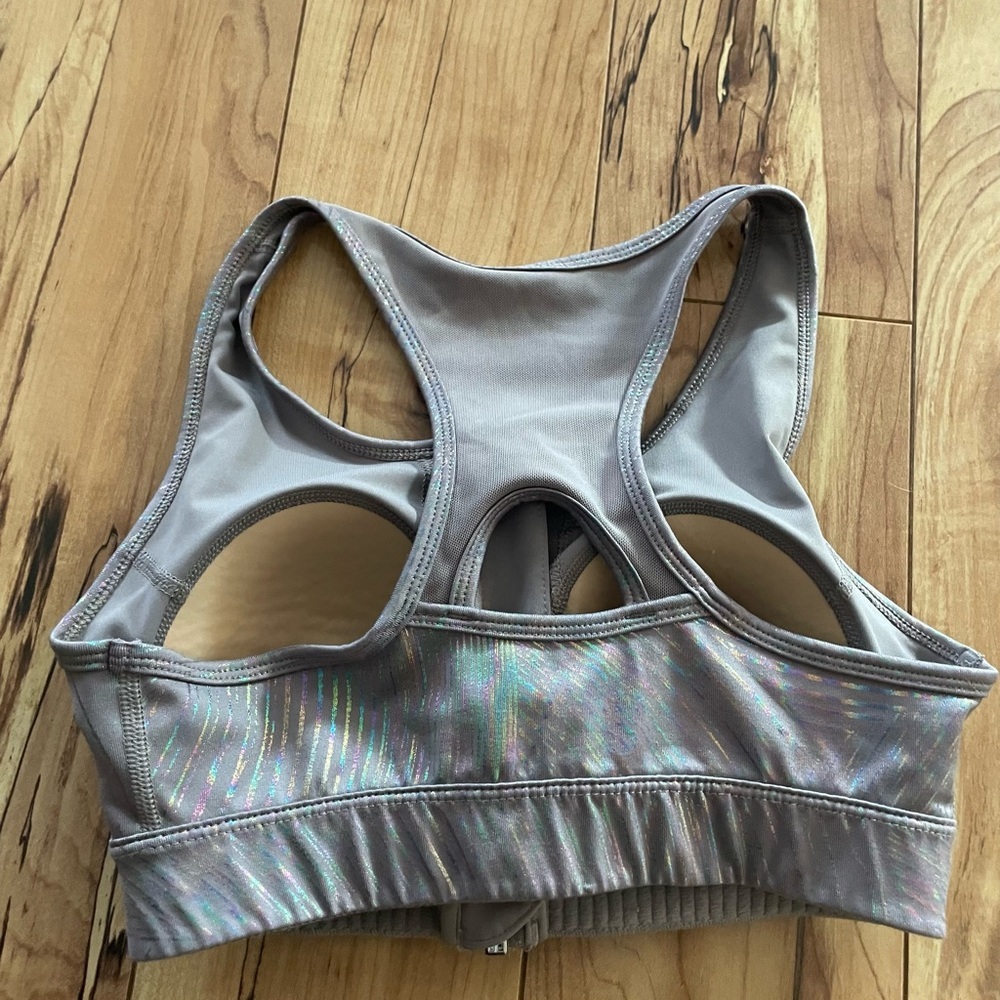 Fila rainbow stripe Sports Bra front zip size XS holographic - Picture 3 of 10